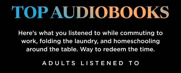 TOP AUDIOBOOKS | Here's what you listened to while commuting to work, folding the laundry, and homeschooling around the table. ADULTS LISTENED TO