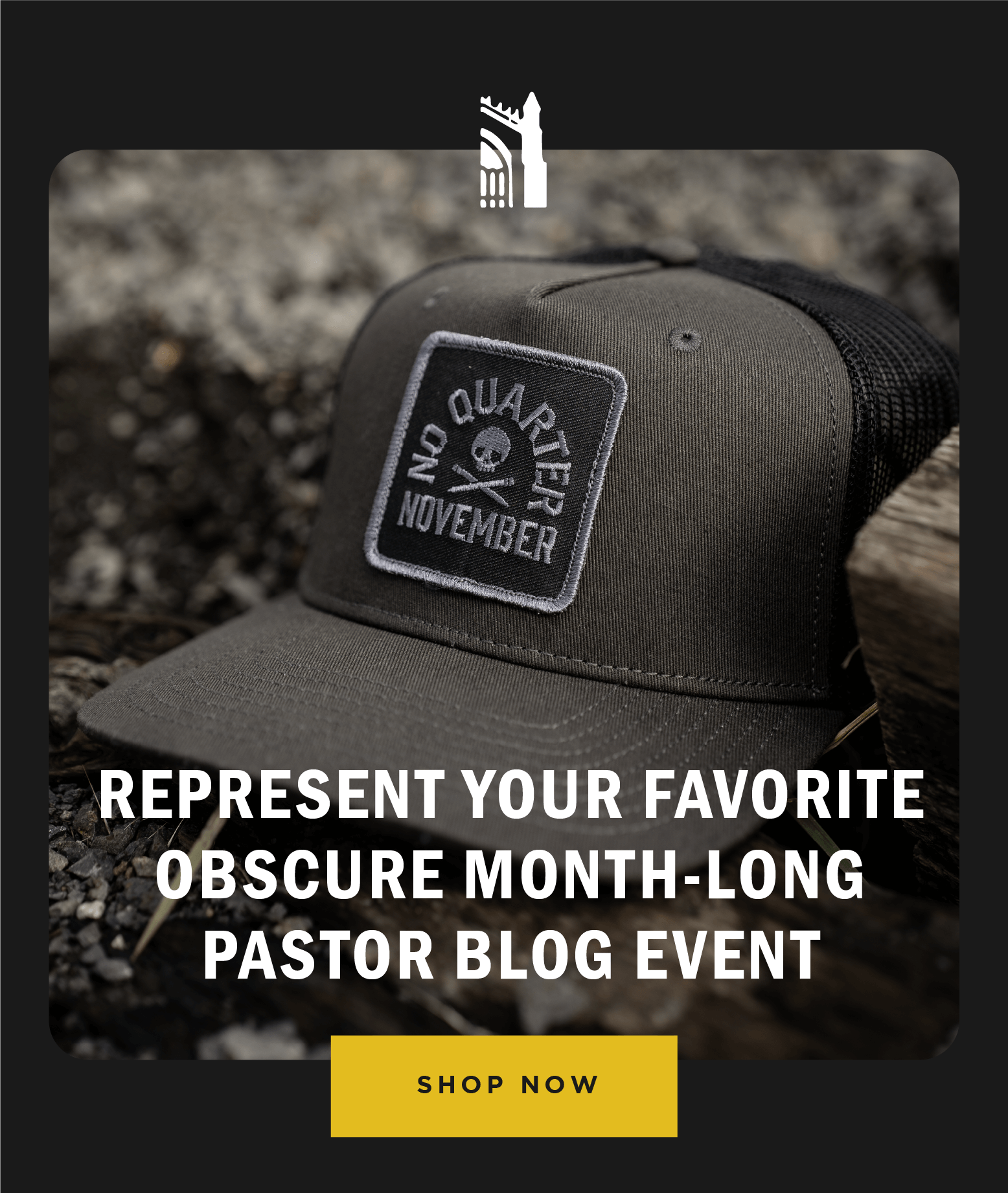 Represent your favorite obscure month-long pastor blog event of the year with the NQN 24 black on black hat. Shop now.